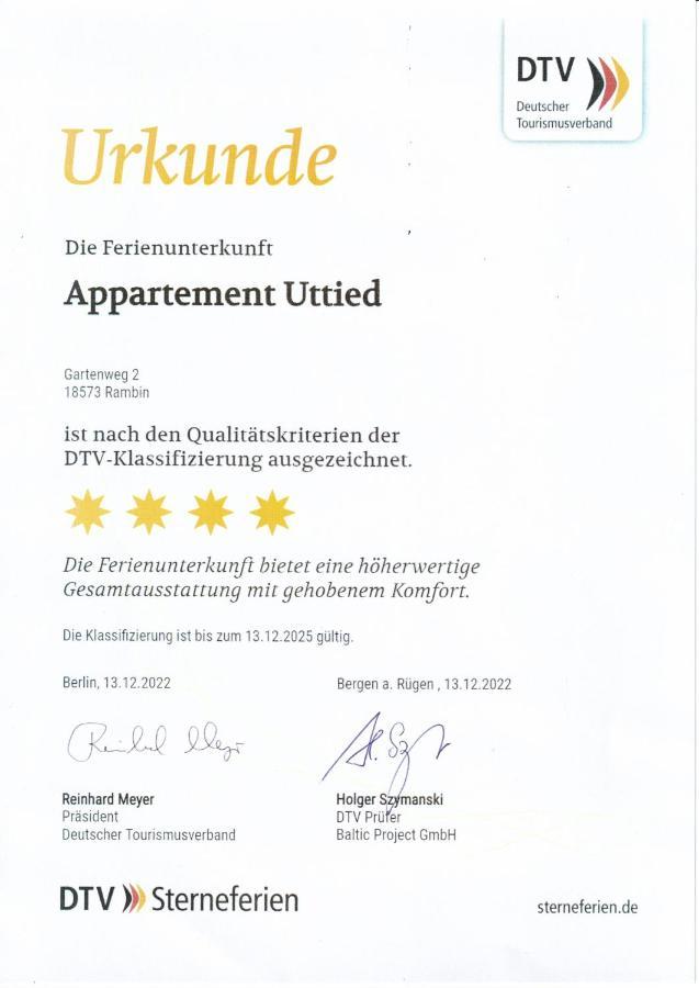 Appartement Uttied Mit Terrasse Und Garten - 4 Sterne Dtv Rambin Bagian luar foto
